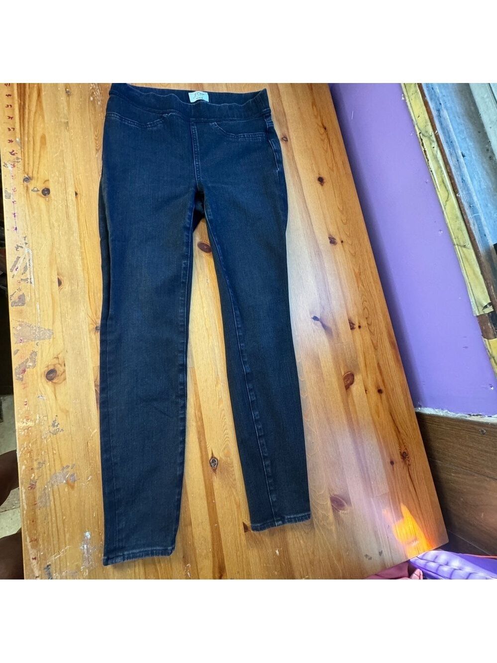 Jcrew pull on stretch black skinny jeans size 26